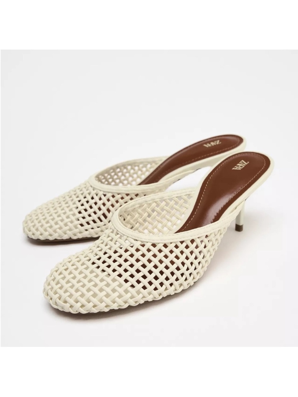 RARE Zara Woven Heeled Mules - Picture 2 of 6